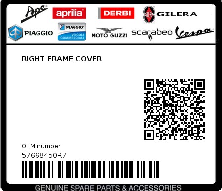 Product image: Gilera - 57668450R7 - RIGHT FRAME COVER  0