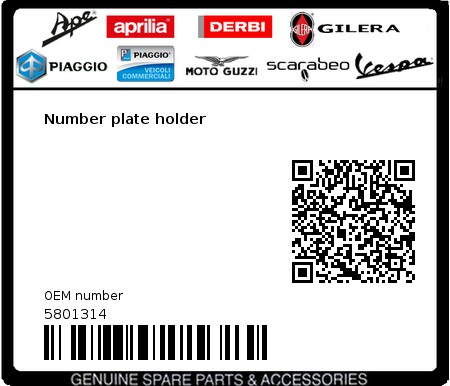 Product image: Gilera - 5801314 - Number plate holder 