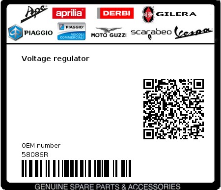 Product image: Gilera - 58086R - Voltage regulator  0