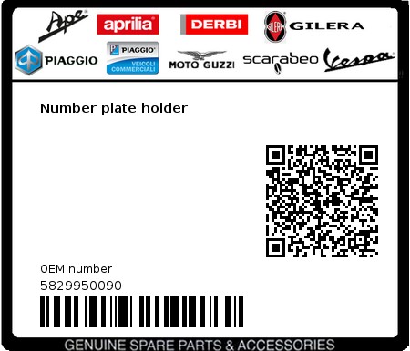 Product image: Gilera - 5829950090 - Number plate holder 