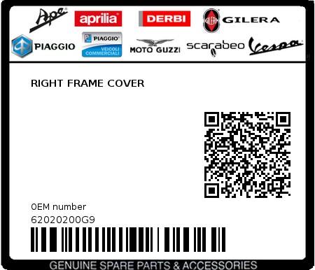 Product image: Gilera - 62020200G9 - RIGHT FRAME COVER  0