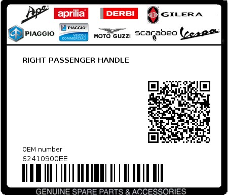 Product image: Gilera - 62410900EE - RIGHT PASSENGER HANDLE  0