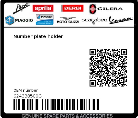 Product image: Gilera - 624338500G - Number plate holder  0