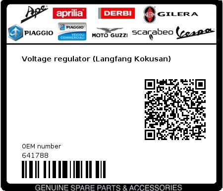 Product image: Gilera - 641788 - Voltage regulator (Langfang Kokusan)  0