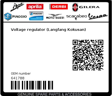 Product image: Gilera - 641788 - Voltage regulator (Langfang Kokusan) 