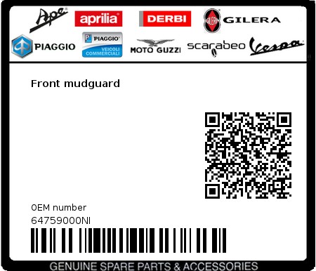 Product image: Gilera - 64759000NI - Front mudguard  0