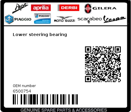 Product image: Gilera - 6500754 - Lower steering bearing 