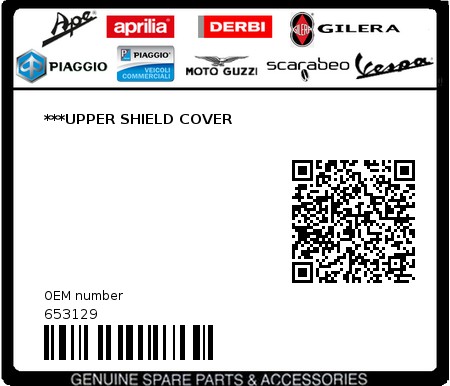 Product image: Gilera - 653129 - ***UPPER SHIELD COVER 