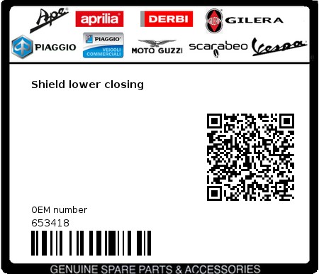 Product image: Gilera - 653418 - Shield lower closing  0