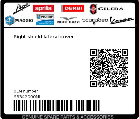 Product image: Gilera - 65342000NL - Right shield lateral cover  0