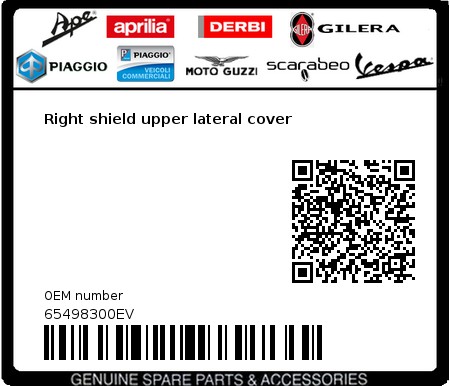 Product image: Gilera - 65498300EV - Right shield upper lateral cover  0