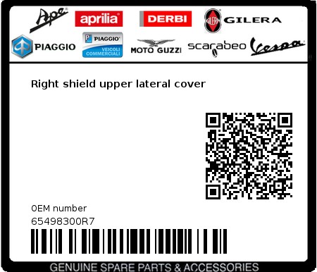 Product image: Gilera - 65498300R7 - Right shield upper lateral cover  0