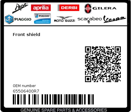 Product image: Gilera - 65506400R7 - Front shield  0