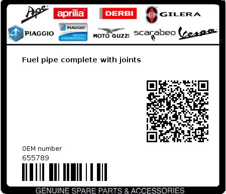 Product image: Gilera - 655789 - Fuel pipe complete with joints 