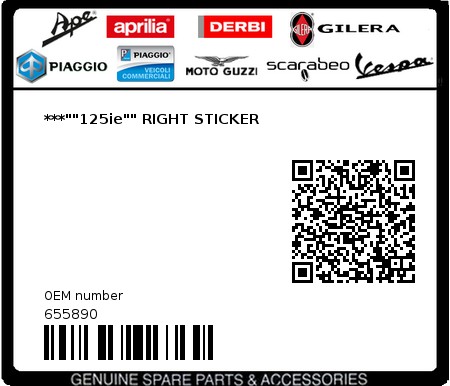 Product image: Gilera - 655890 - ***""125ie"" RIGHT STICKER  0