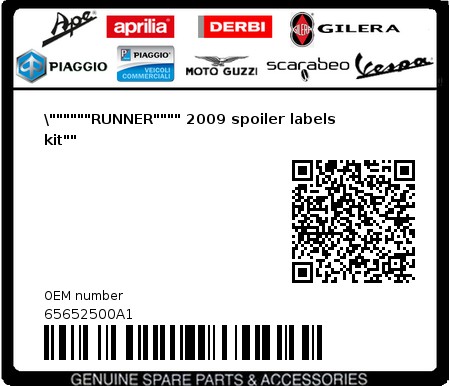 Product image: Gilera - 65652500A1 - \""""""RUNNER"""" 2009 spoiler labels kit""  0