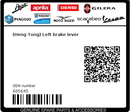 Product image: Gilera - 665645 - (Heng Tong) Left brake lever  0