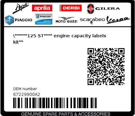 Product image: Gilera - 67229900A2 - \""""""125 ST"""" engine capacity labels kit""  0