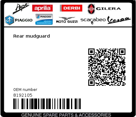 Product image: Gilera - 8192105 - Rear mudguard  0