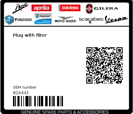 Product image: Gilera - 826442 - Plug with filter 