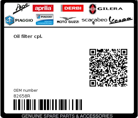 Product image: Gilera - 82658R - Oil filter cpl.  0