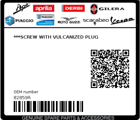 Product image: Gilera - 82859R - ***SCREW WITH VULCANIZED PLUG 