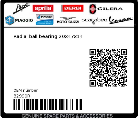 Product image: Gilera - 82990R - Radial ball bearing 20x47x14 