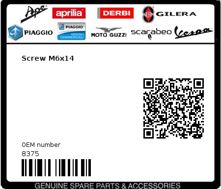 Product image: Gilera - 8375 - Screw M6x14  0