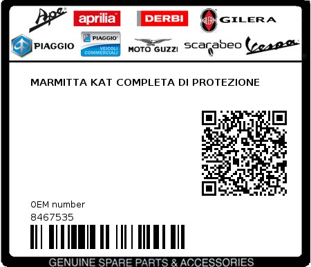 Product image: Gilera - 8467535 - MARMITTA KAT COMPLETA DI PROTEZIONE 