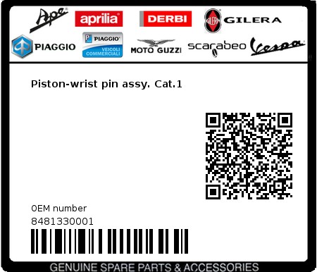 Product image: Gilera - 8481330001 - Piston-wrist pin assy. Cat.1  0