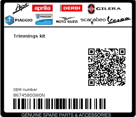 Product image: Gilera - 86745800W0N - Trimmings kit  0