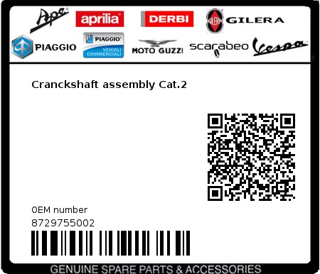 Product image: Gilera - 8729755002 - Cranckshaft assembly Cat.2 