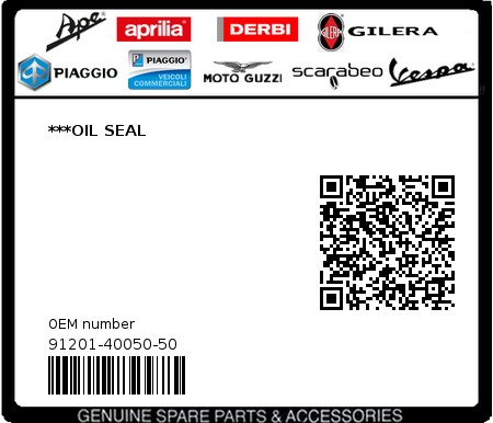 Product image: Gilera - 91201-40050-50 - ***OIL SEAL  0