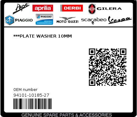 Product image: Gilera - 94101-10185-27 - ***PLATE WASHER 10MM  0