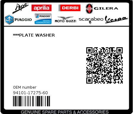 Product image: Gilera - 94101-17275-60 - ***PLATE WASHER  0