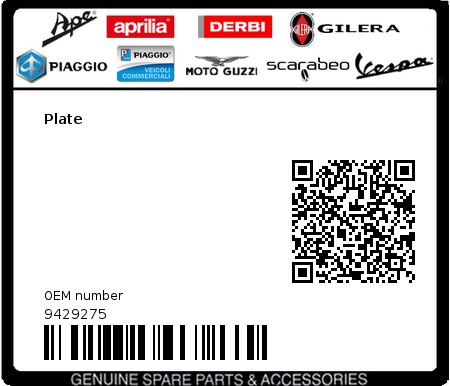 Product image: Gilera - 9429275 - Plate 