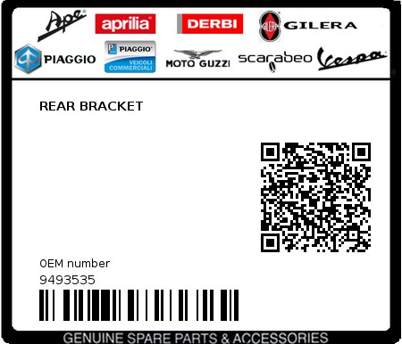 Product image: Gilera - 9493535 - REAR BRACKET  0