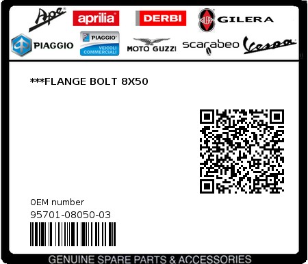 Product image: Gilera - 95701-08050-03 - ***FLANGE BOLT 8X50  0