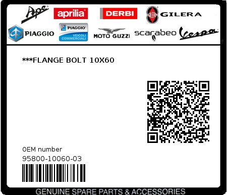 Product image: Gilera - 95800-10060-03 - ***FLANGE BOLT 10X60  0