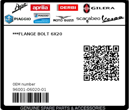 Product image: Gilera - 96001-06020-01 - ***FLANGE BOLT 6X20  0