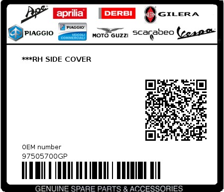 Product image: Gilera - 97505700GP - ***RH SIDE COVER  0