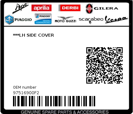 Product image: Gilera - 97516900F2 - ***LH SIDE COVER  0