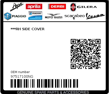 Product image: Gilera - 97517100NG - ***RH SIDE COVER 