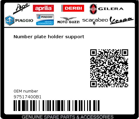 Product image: Gilera - 97517400B1 - Number plate holder support 