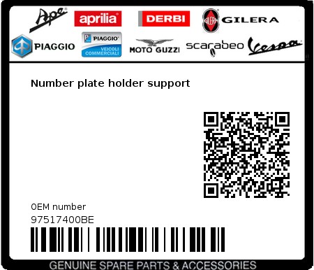 Product image: Gilera - 97517400BE - Number plate holder support 