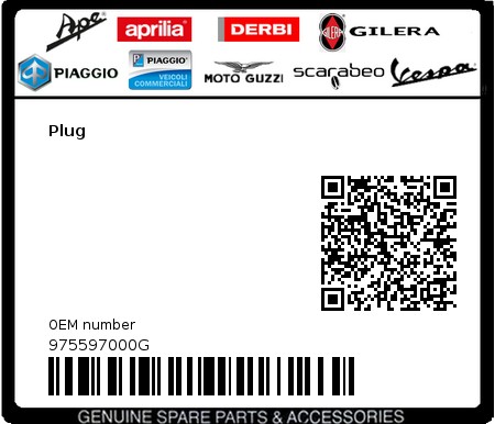 Product image: Gilera - 975597000G - Plug 