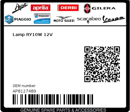 Product image: Gilera - AP8127489 - Lamp RY10W 12V  0