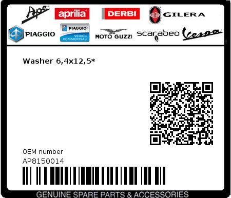 Product image: Gilera - AP8150014 - Washer 6,4x12,5*  0