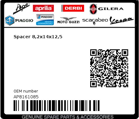 Product image: Gilera - AP8161085 - Spacer 8,2x14x12,5  0