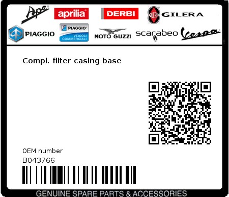 Product image: Gilera - B043766 - Compl. filter casing base  0